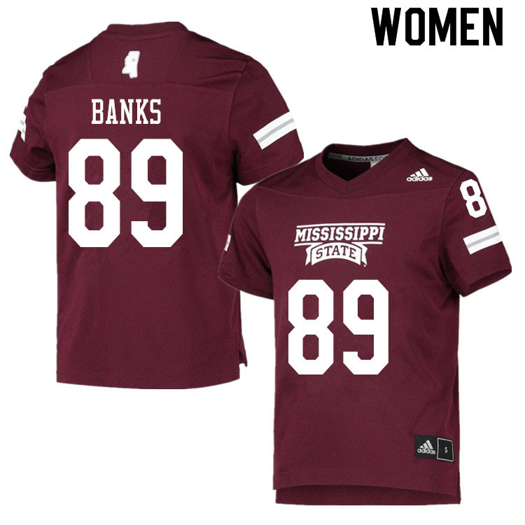 Women #89 Carson Banks Mississippi State Bulldogs College Football Jerseys Sale-Maroon